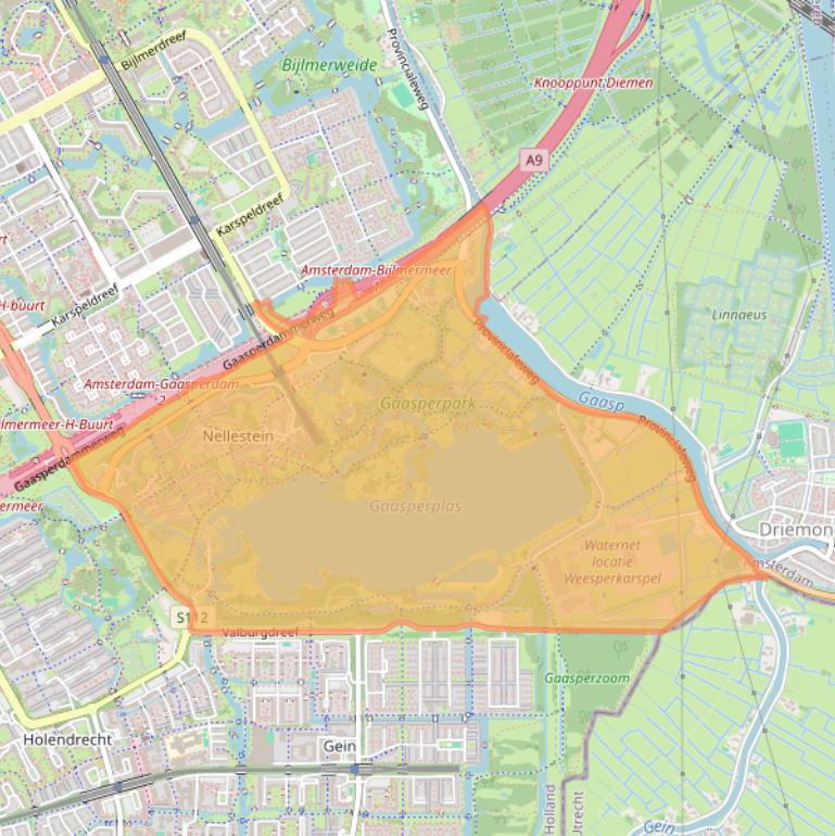 Kaart van postcodegebied 1108.