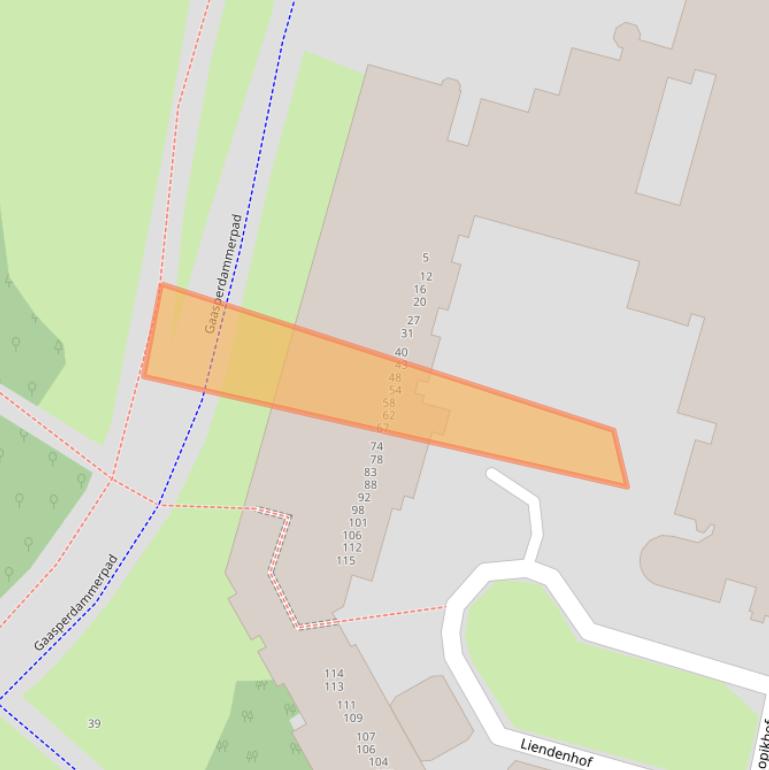 Kaart van postcodegebied 1108GK.