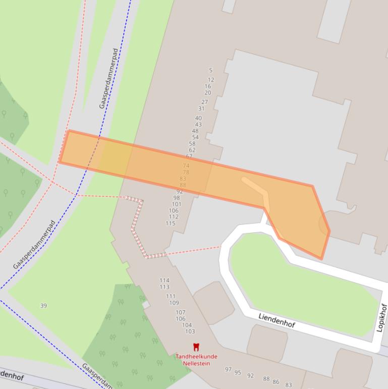 Kaart van postcodegebied 1108GL.