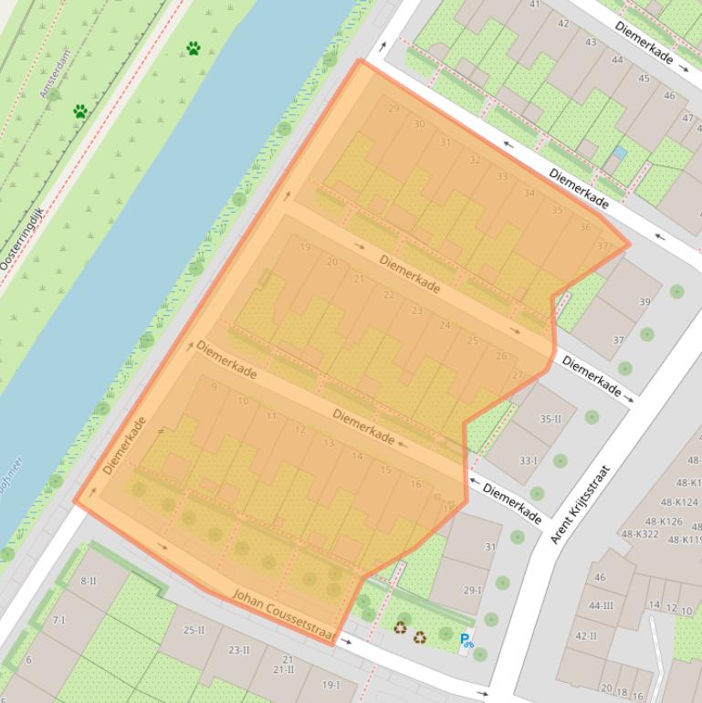 Kaart van postcodegebied 1111AB.