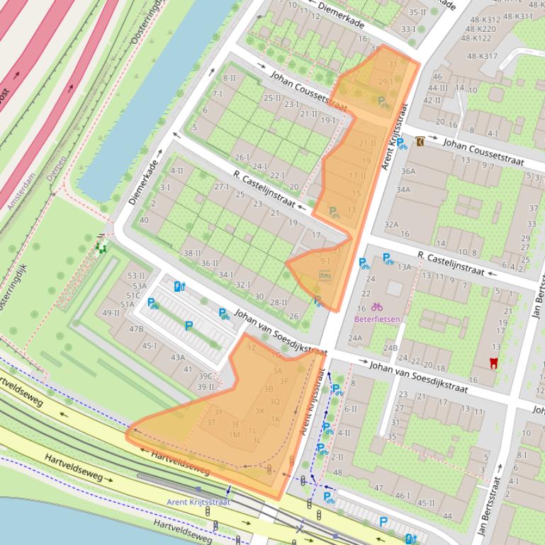 Kaart van postcodegebied 1111AG.