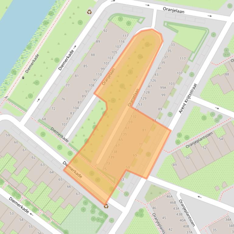 Kaart van postcodegebied 1111AJ.