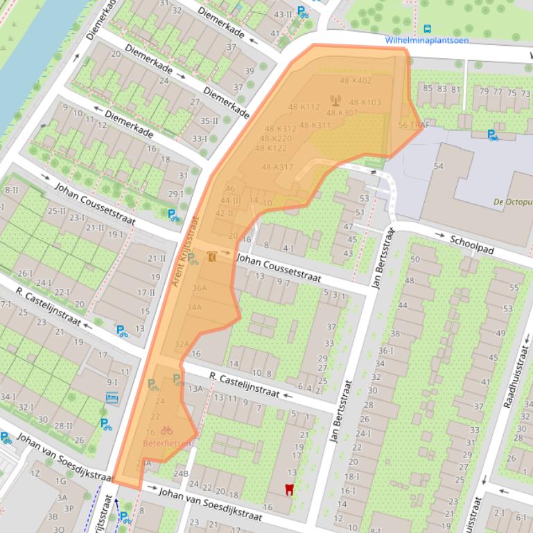 Kaart van postcodegebied 1111AM.