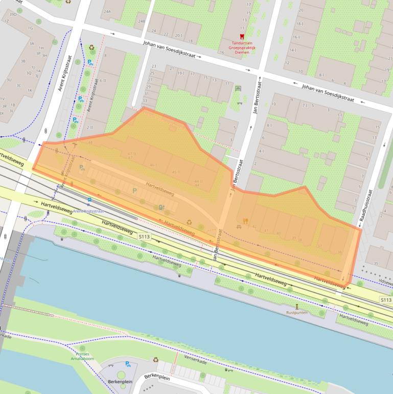 Kaart van postcodegebied 1111BH.