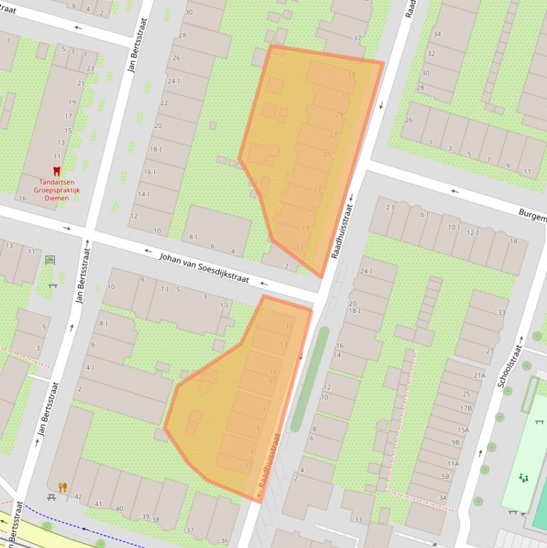 Kaart van postcodegebied 1111BJ.