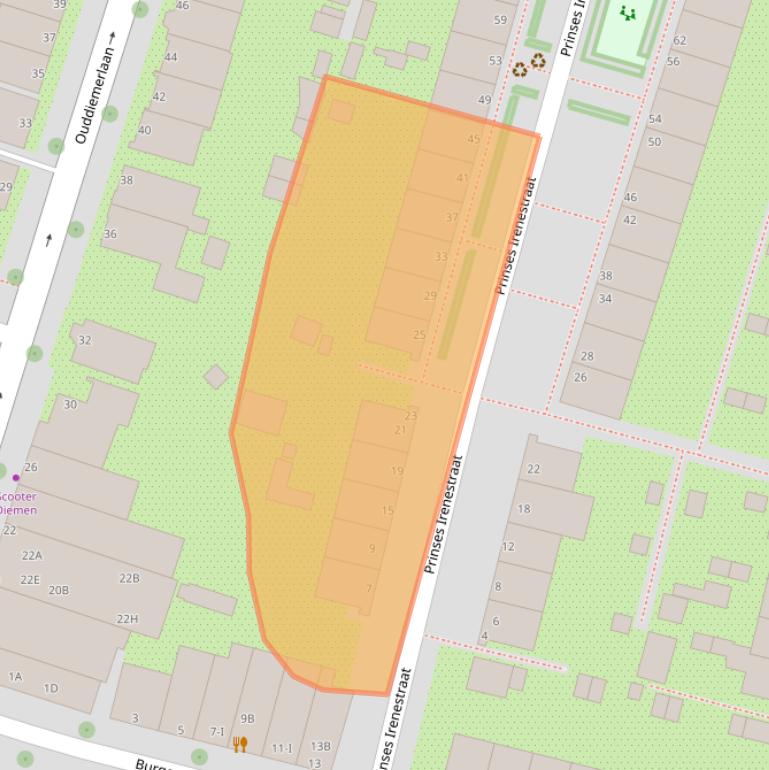 Kaart van postcodegebied 1111EA.