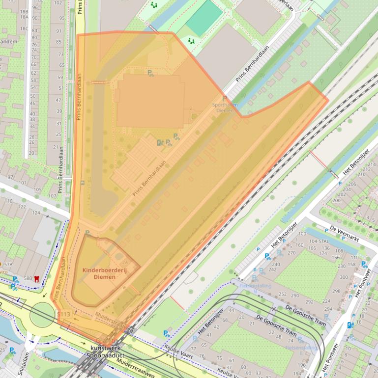 Kaart van postcodegebied 1111ET.