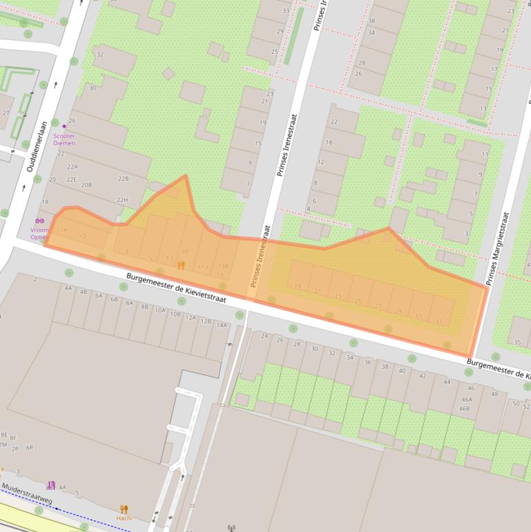 Kaart van postcodegebied 1111GJ.