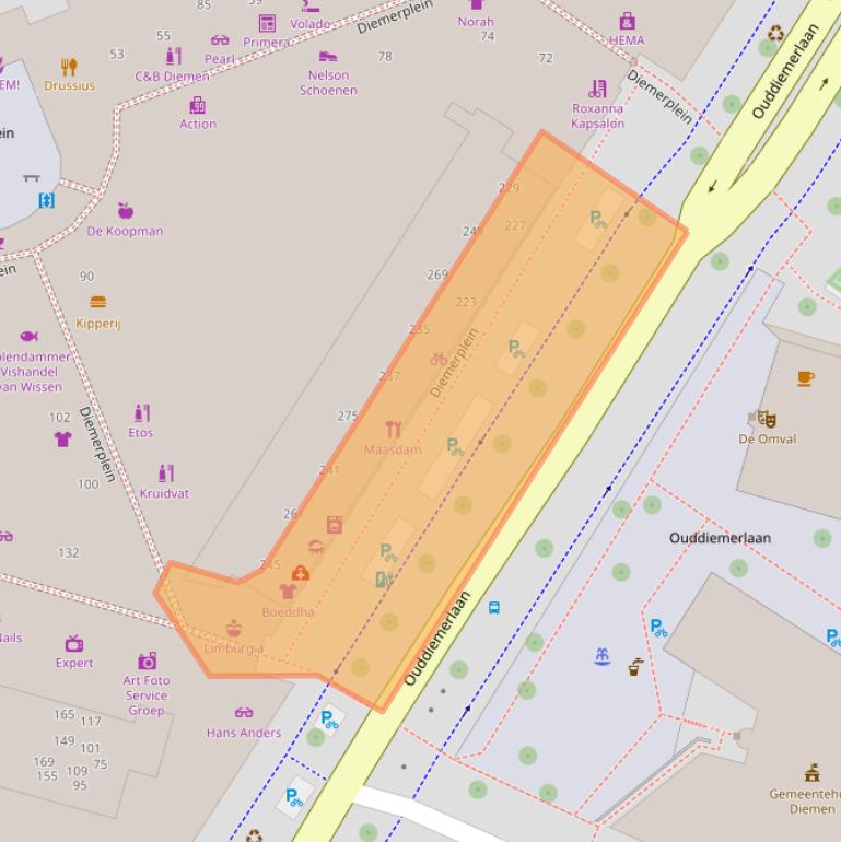 Kaart van postcodegebied 1111GZ.