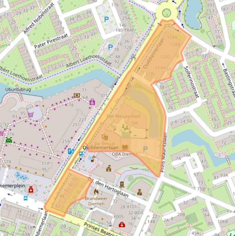 Kaart van postcodegebied 1111HL.