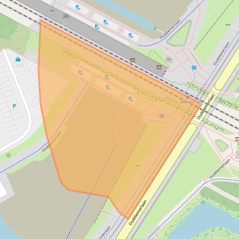 Kaart van postcodegebied 1111LZ.