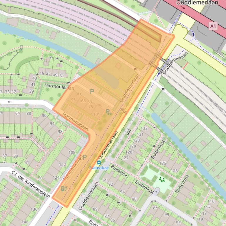 Kaart van postcodegebied 1111PE.