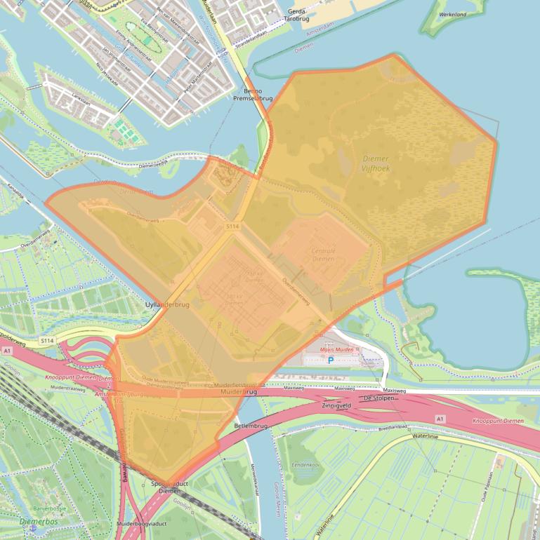 Kaart van postcodegebied 1111PP.
