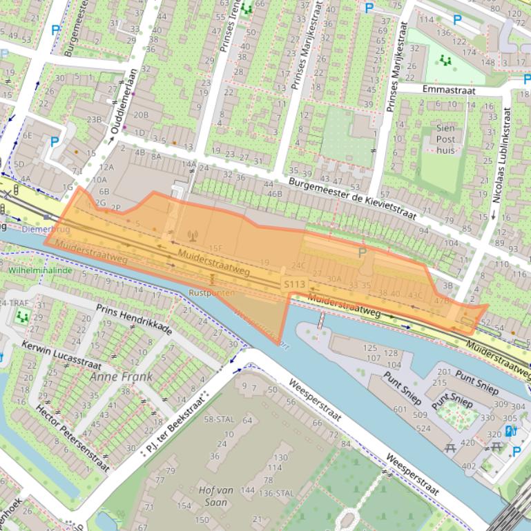 Kaart van postcodegebied 1111PS.