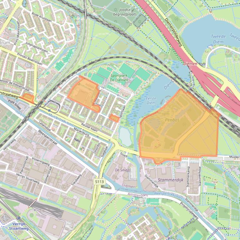 Kaart van postcodegebied 1111PT.