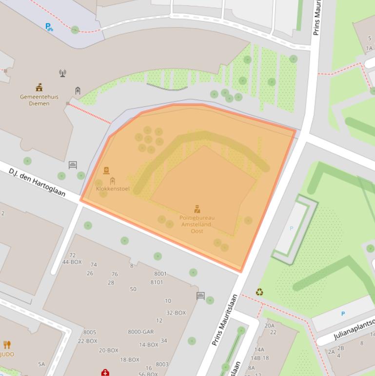 Kaart van postcodegebied 1111RC.