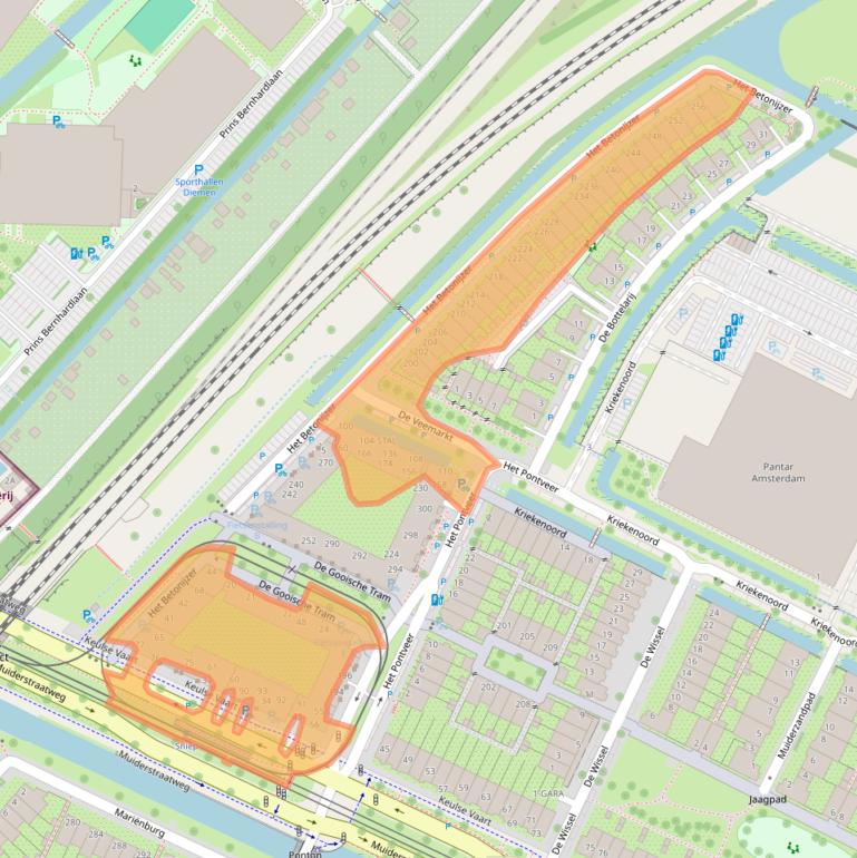 Kaart van postcodegebied 1111RH.