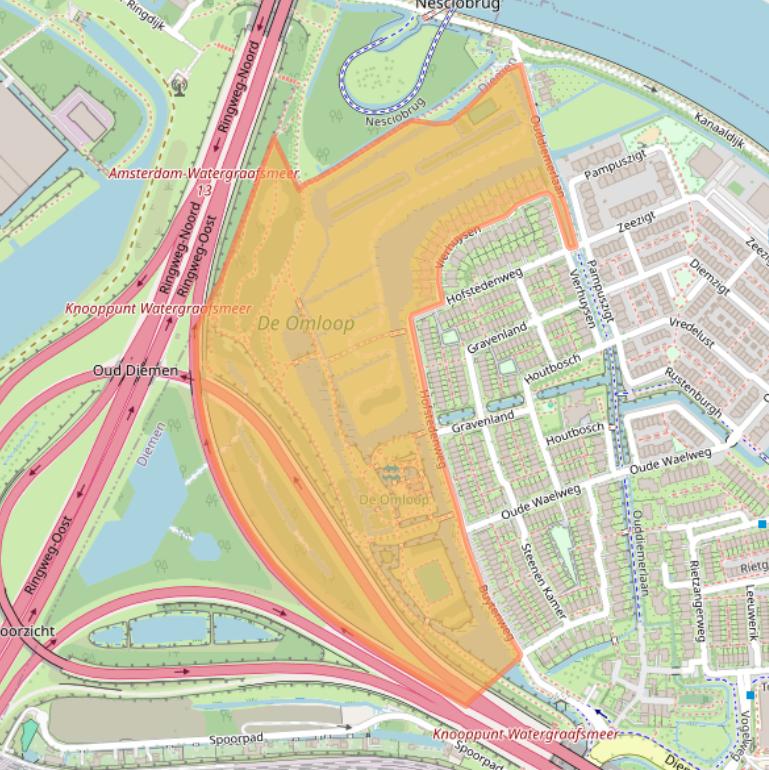 Kaart van postcodegebied 1111SB.