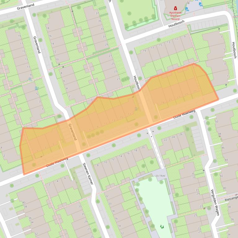 Kaart van postcodegebied 1111SV.
