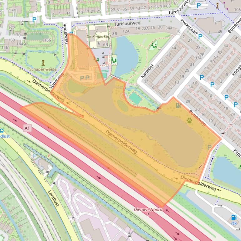 Kaart van postcodegebied 1111WD.