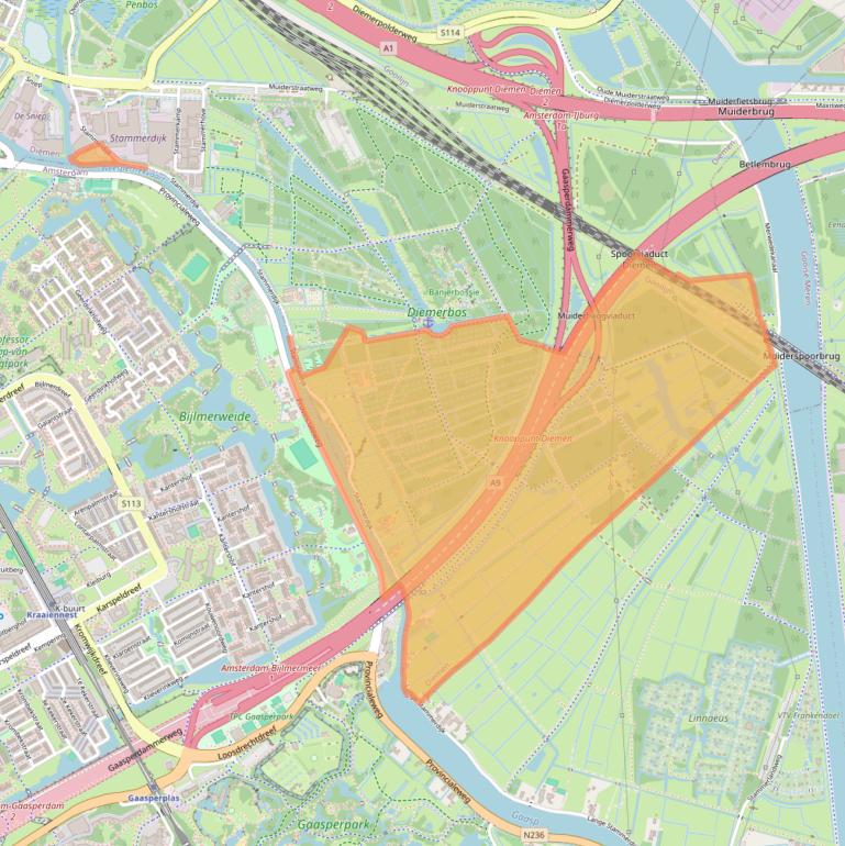 Kaart van postcodegebied 1112AB.