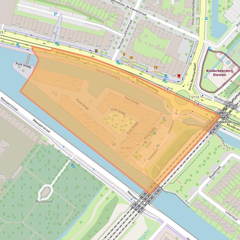 Kaart van postcodegebied 1112AD.