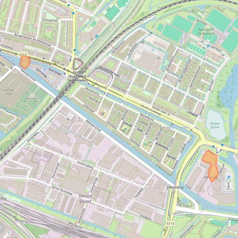 Kaart van postcodegebied 1112AG.