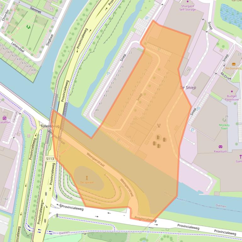 Kaart van postcodegebied 1112AJ.