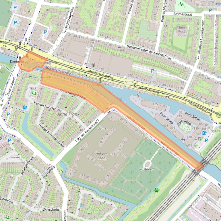 Kaart van postcodegebied 1112AK.