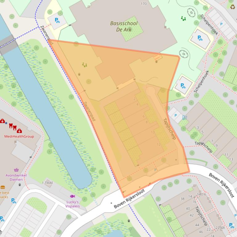 Kaart van postcodegebied 1112DS.