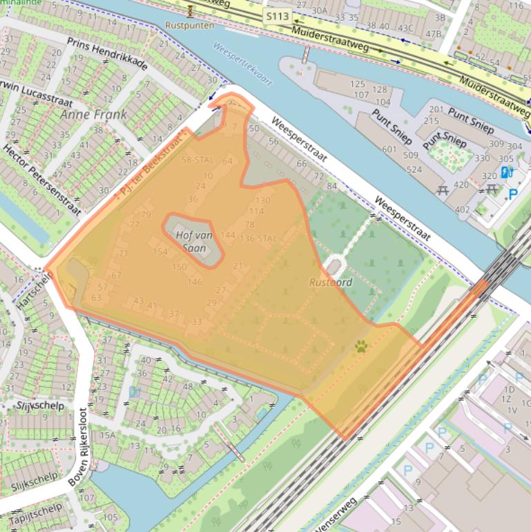 Kaart van postcodegebied 1112JZ.