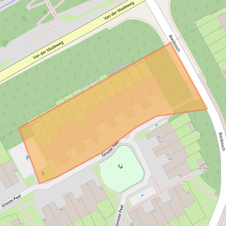 Kaart van postcodegebied 1112KE.