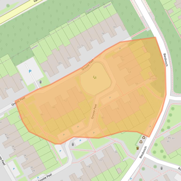 Kaart van postcodegebied 1112KH.