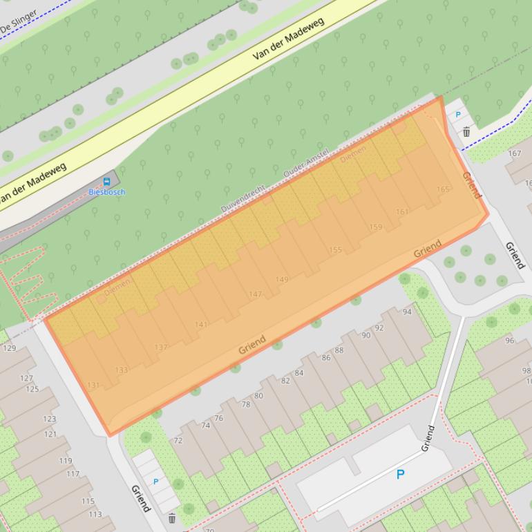 Kaart van postcodegebied 1112LB.