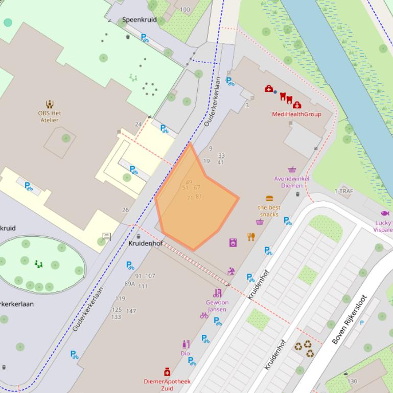 Kaart van postcodegebied 1112NW.