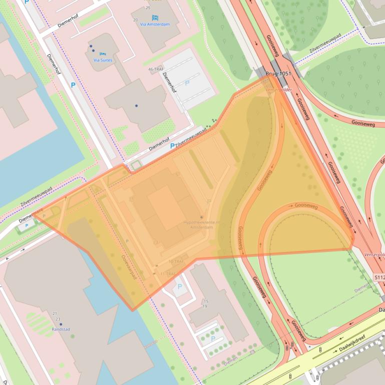 Kaart van postcodegebied 1112TA.