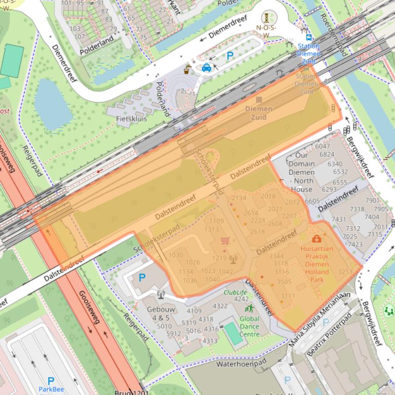 Kaart van postcodegebied 1112XC.