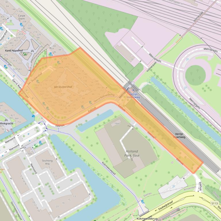 Kaart van postcodegebied 1112XH.