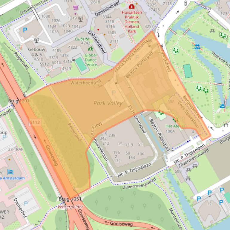 Kaart van postcodegebied 1112XK.