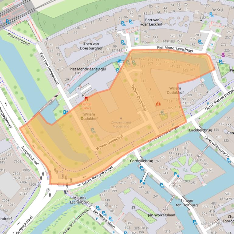 Kaart van postcodegebied 1112ZA.