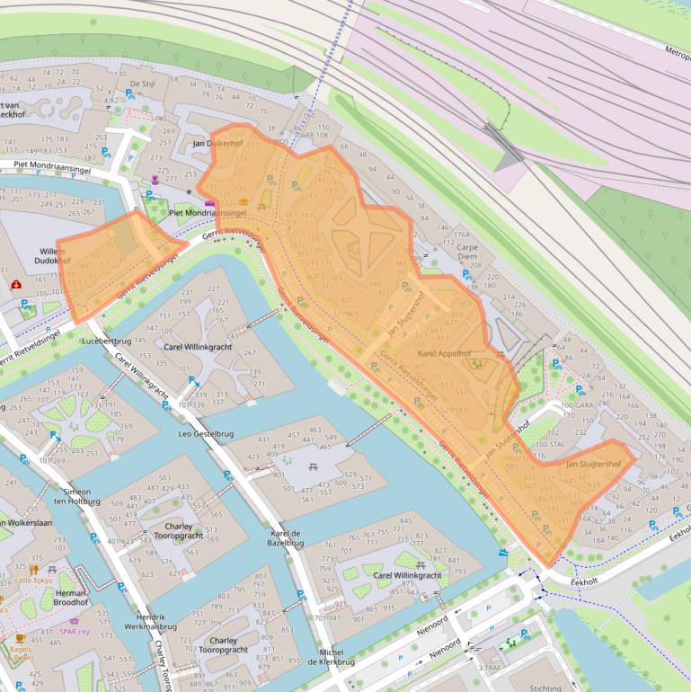 Kaart van postcodegebied 1112ZB.