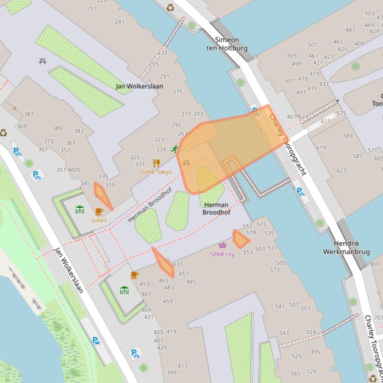 Kaart van postcodegebied 1112ZG.