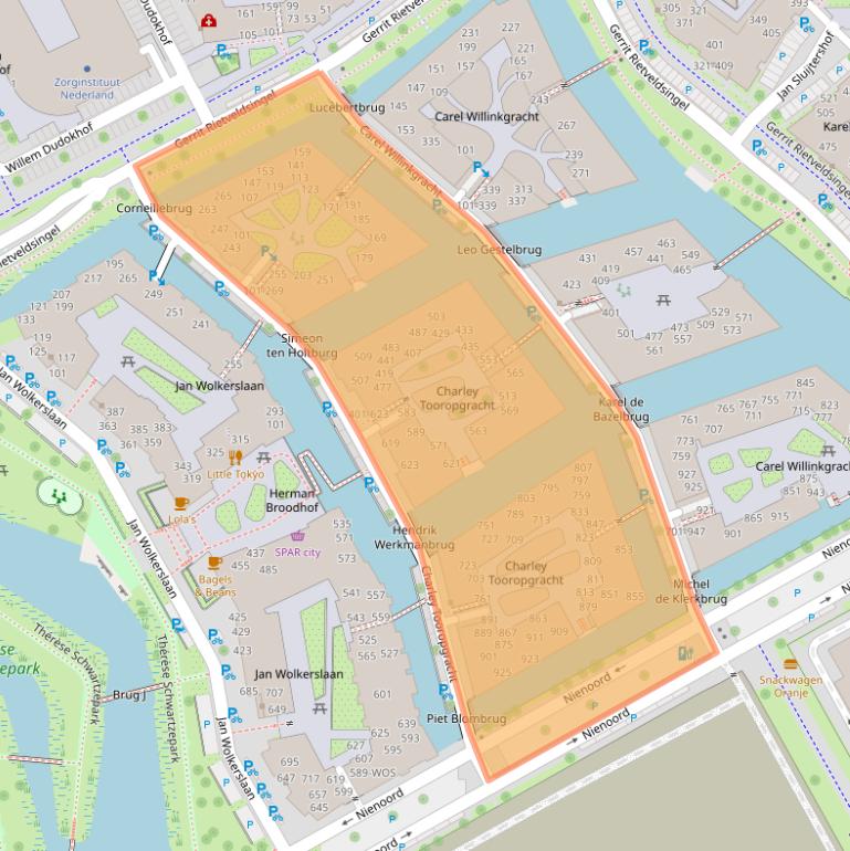 Kaart van postcodegebied 1112ZJ.