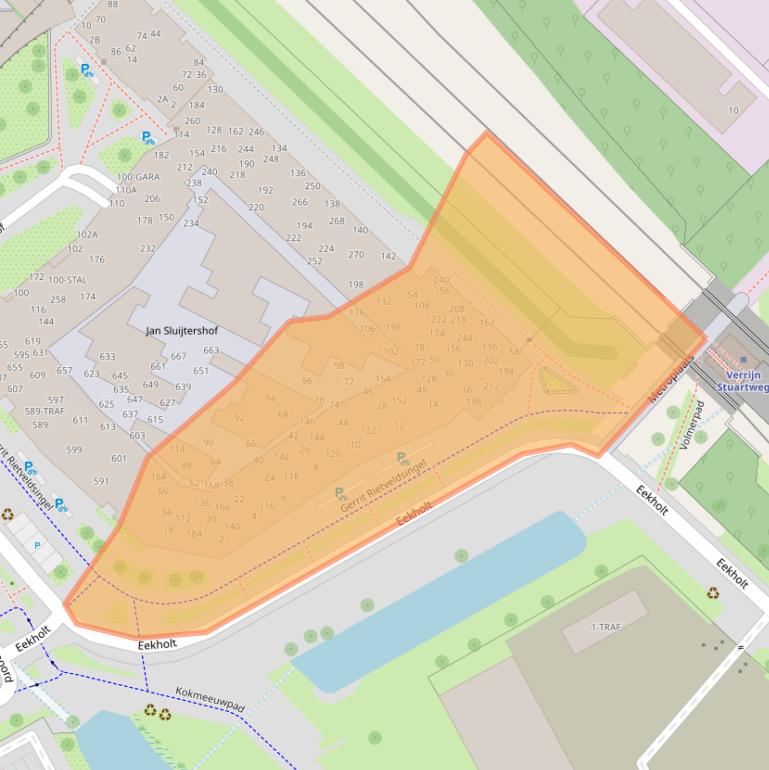 Kaart van postcodegebied 1112ZL.