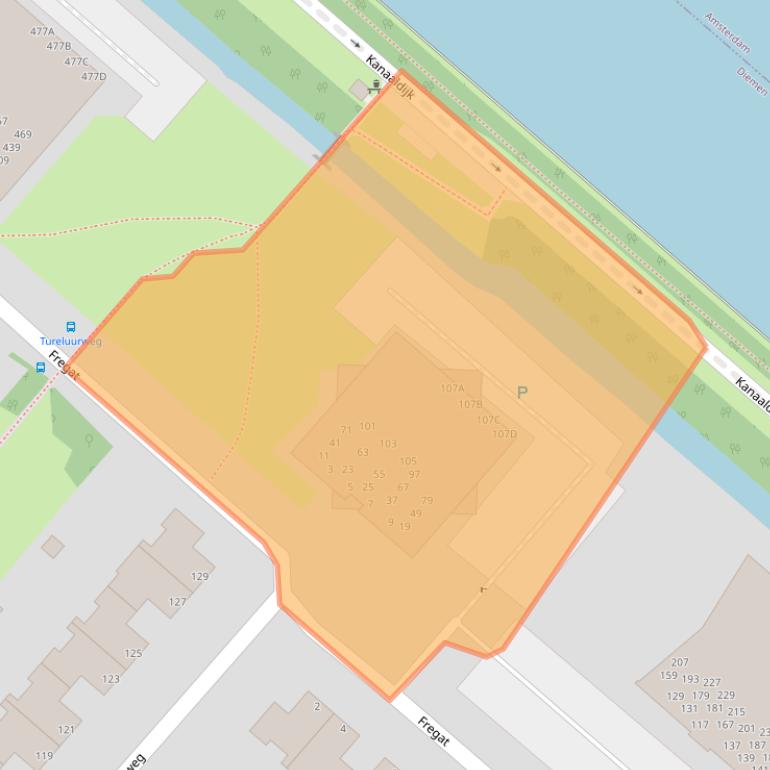 Kaart van postcodegebied 1113EE.