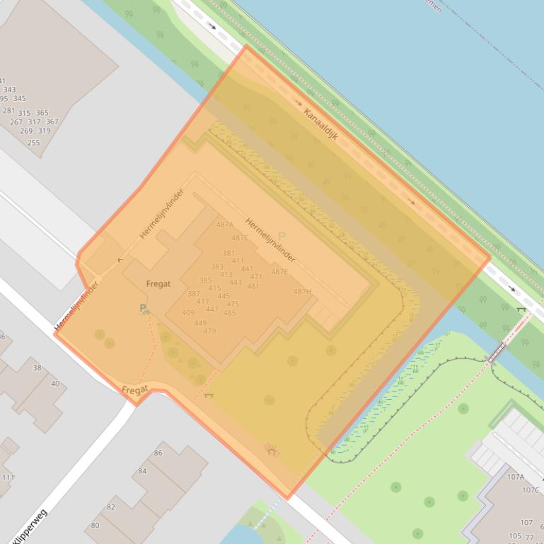 Kaart van postcodegebied 1113EJ.