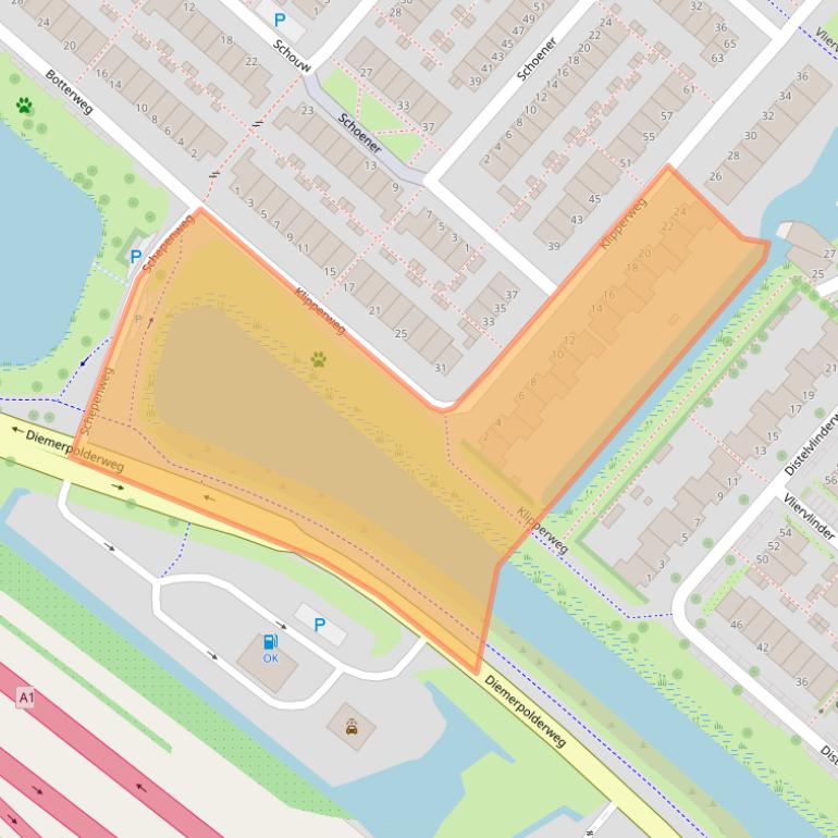Kaart van postcodegebied 1113GW.