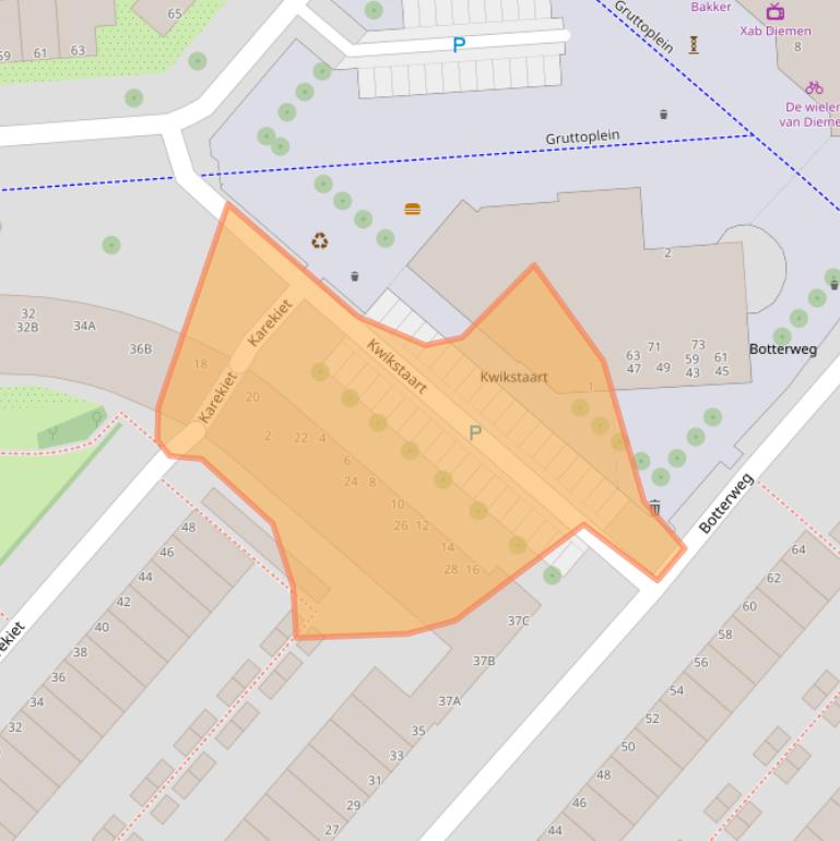 Kaart van postcodegebied 1113HN.