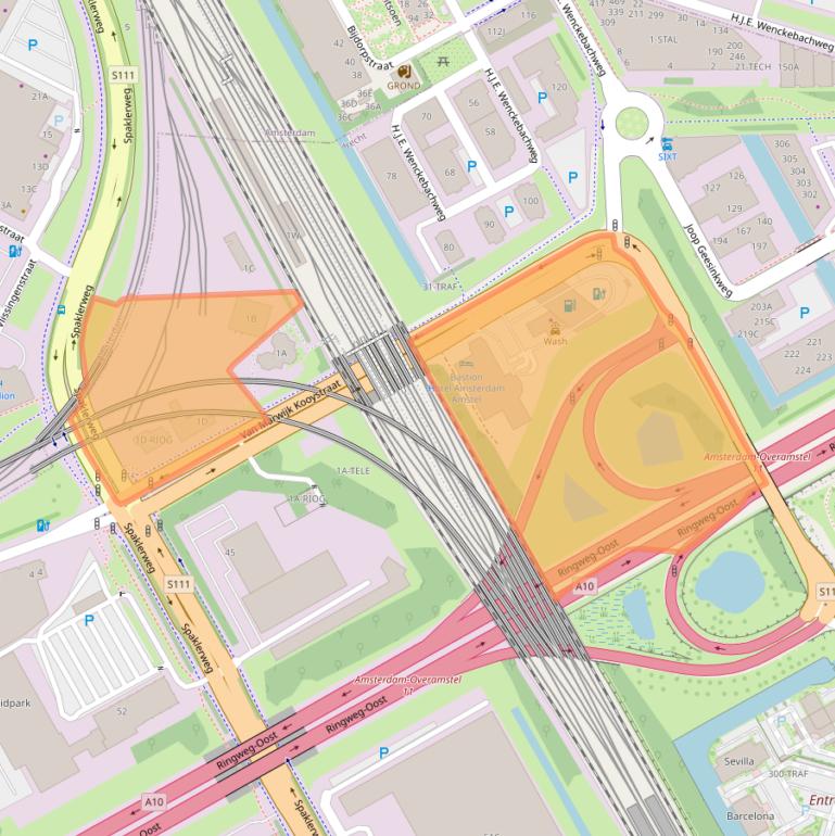 Kaart van postcodegebied 1114AC.