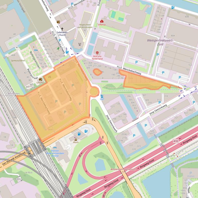 Kaart van postcodegebied 1114AD.